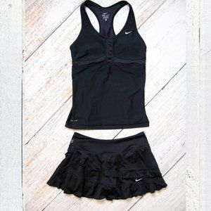 Woman's Nike black tennis outfit.  Dri-fit